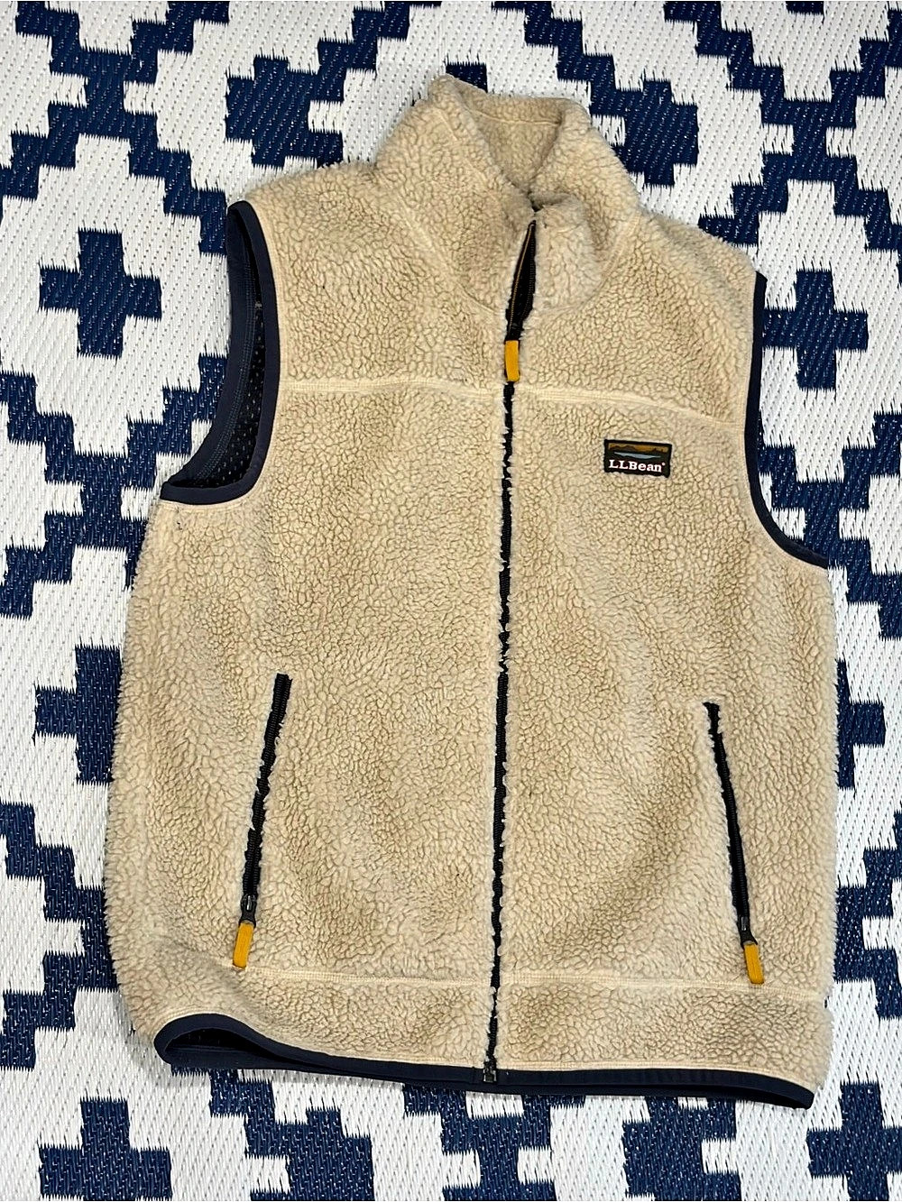 L.L.Bean Mountain Pile Fleece Vest Beige Size Medium